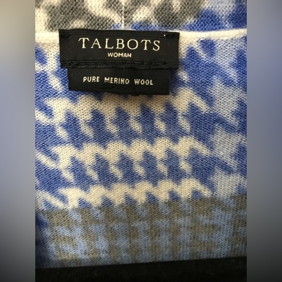 Talbots Womens Pure Merino Wool Houndstooth Paisley Print Open Cardigan Size M - Picture 14 of 15